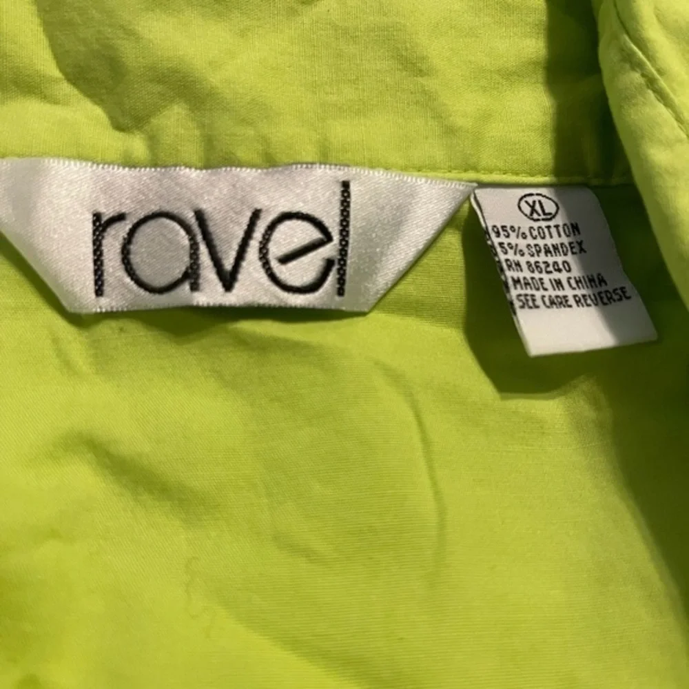 Ravel XL neon‎ green zippered ruched 3/4 length sleeves jacket